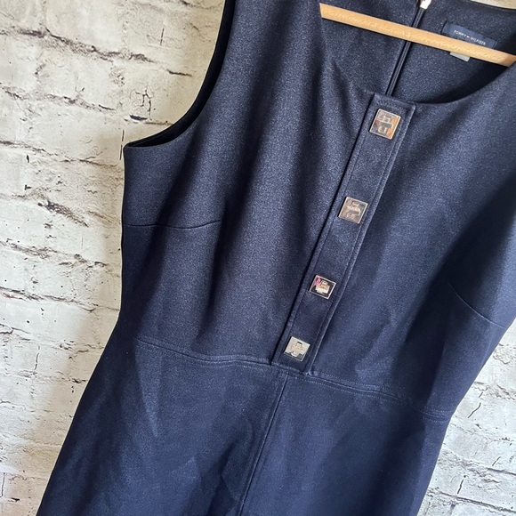 12 Tommy Hilfiger navy turnkey A-line dress with rear zipper - Picture 4 of 9